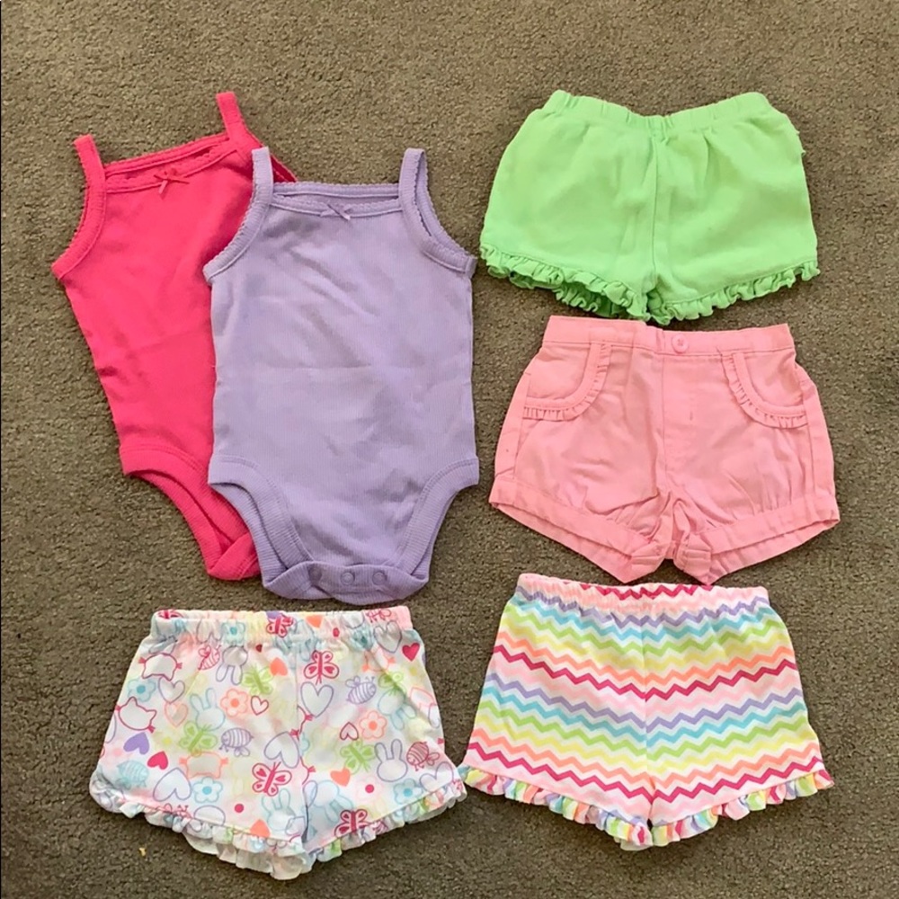 4 pairs of shorts and 2 tank onesies